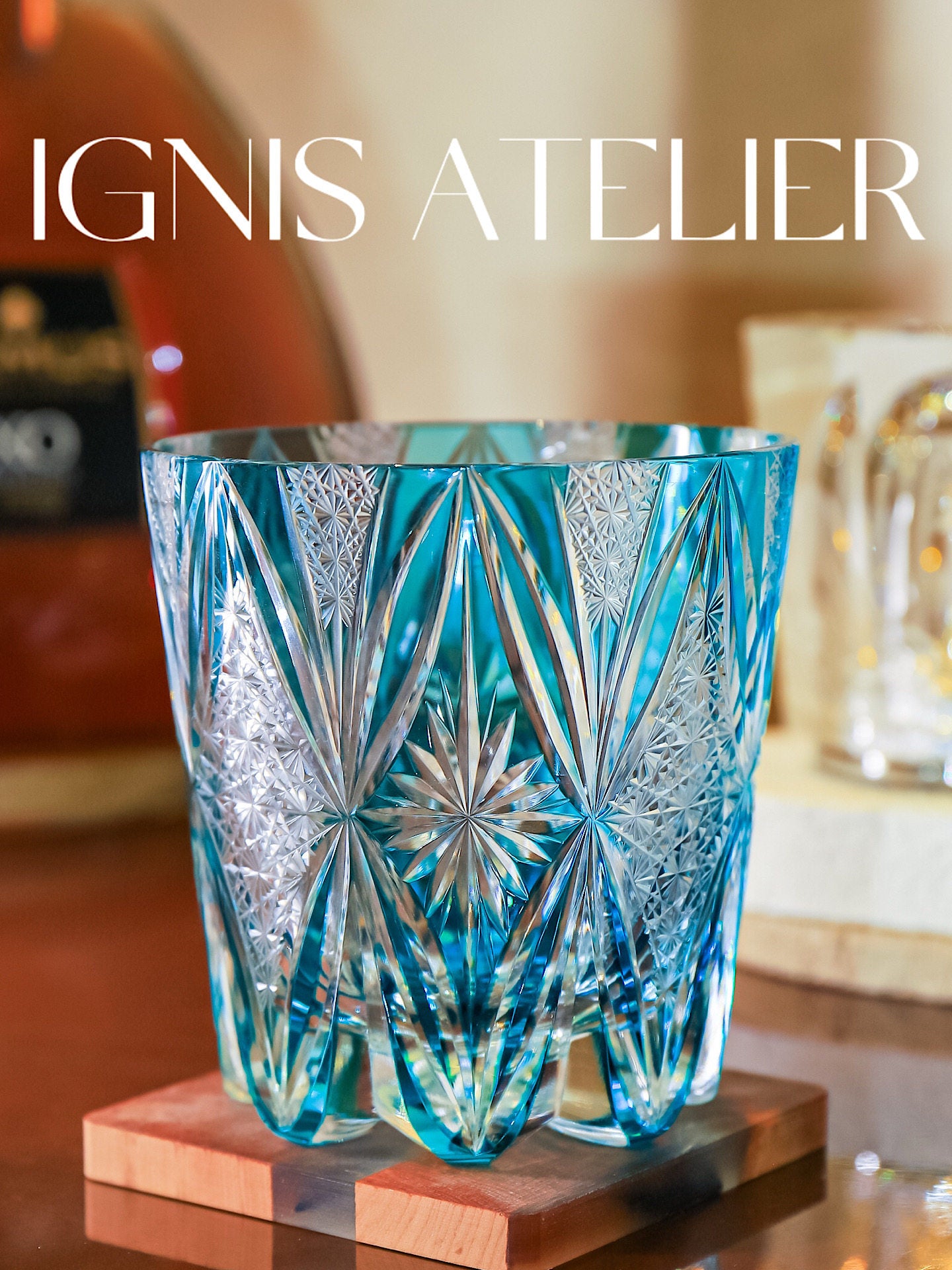 IGNIS Japanese Edo Kiriko Whisky Glass, Crystal Glass, Niche Vintage Whisky, Hand-Carved for Gifts