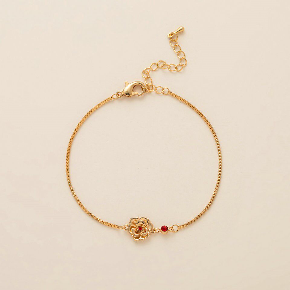 December Flower Bracelet Zircon Birthstone Pendant Bracelet Women's Zodiac Peanut Day Birth Flower Color Preservation