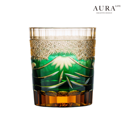 AURA'S Mt. Fuji Edo Kiriko hand-carved glass wine glasses premium whisky wine glasses gift box