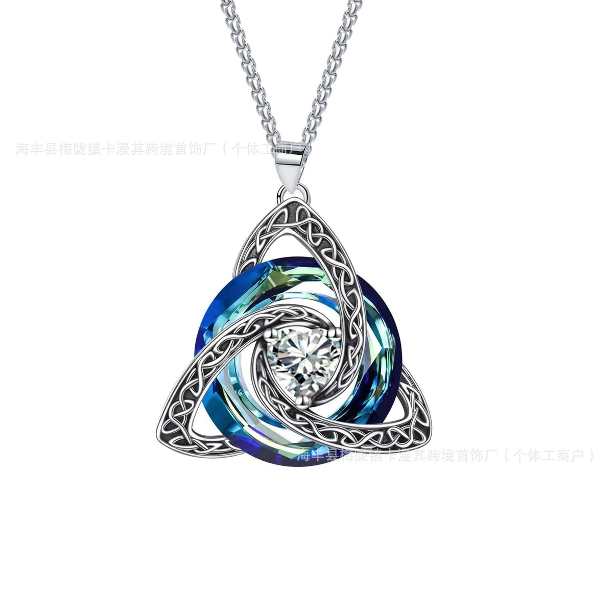 Cross-border bestseller 12 birthstone Celtic knot necklace, light luxury high-end birthstone pendant, Amazon collarbone chain