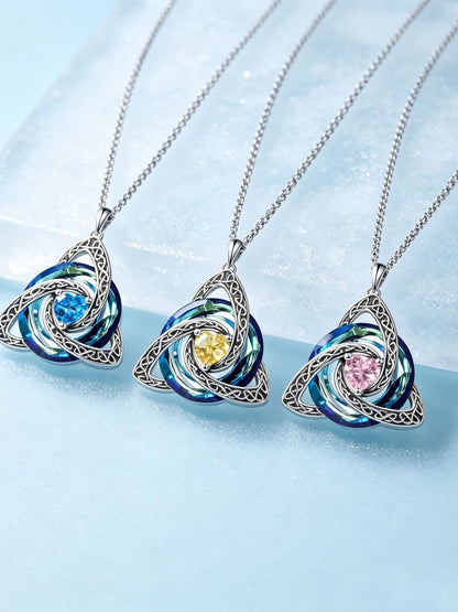 Cross-border bestseller 12 birthstone Celtic knot necklace, light luxury high-end birthstone pendant, Amazon collarbone chain