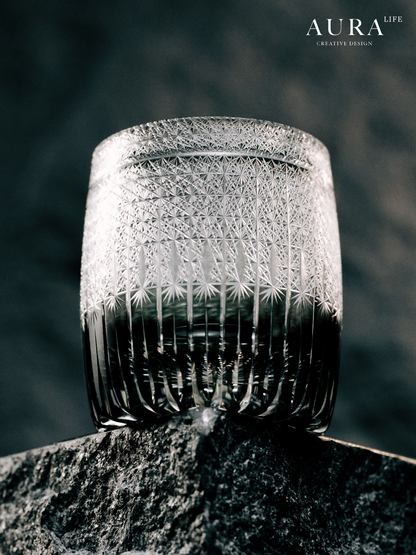 AURA'S Mamango Edo Kiriko Premium Crystal Cup, Whisky Glass, Hand-Carved Gift Cup