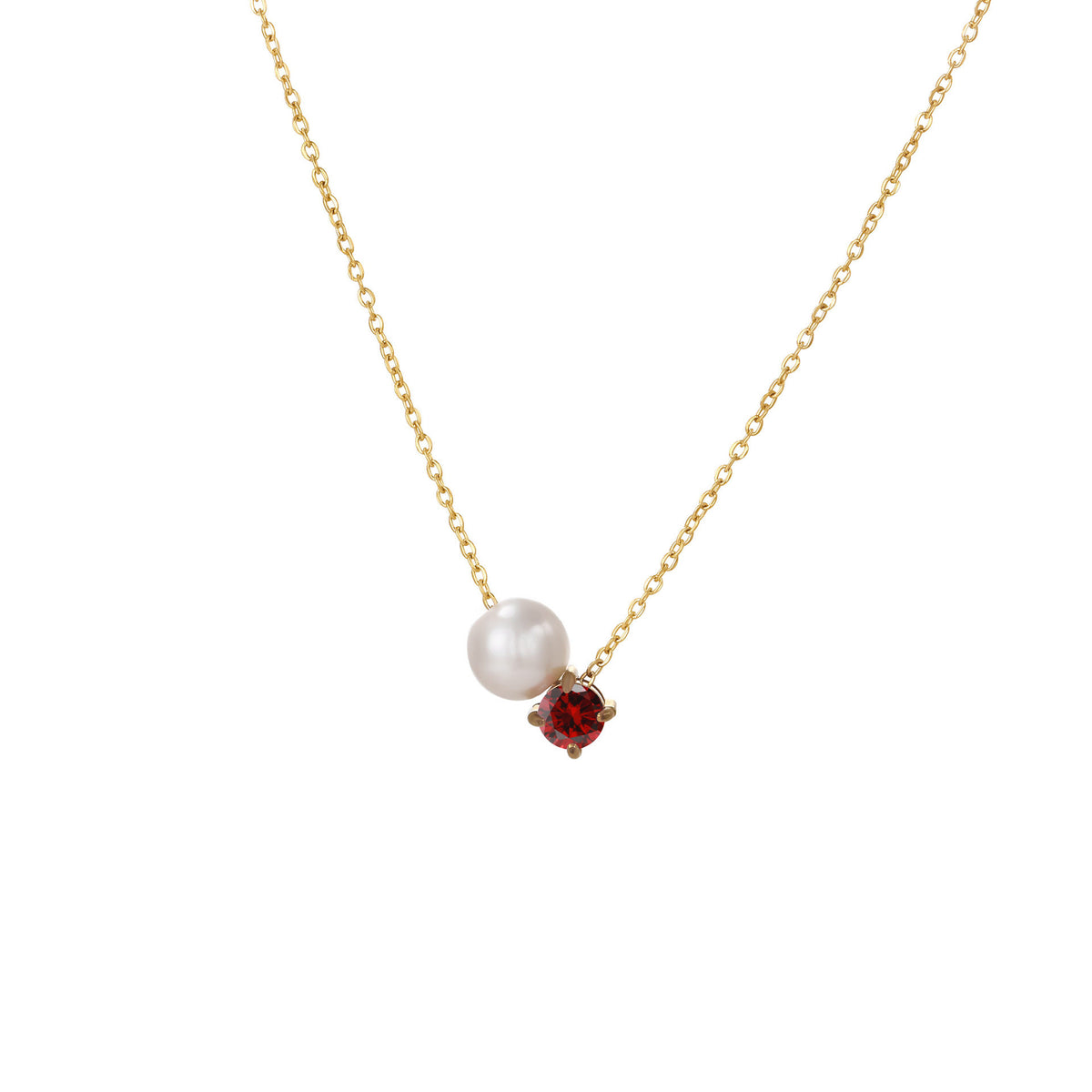 DPM 'Birthstone Series' European and American Versatile Necklace, Clavicle Chain, Single Pearl Zircon Pendant Necklace
