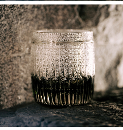 AURA'S Mamango Edo Kiriko Premium Crystal Cup, Whisky Glass, Hand-Carved Gift Cup