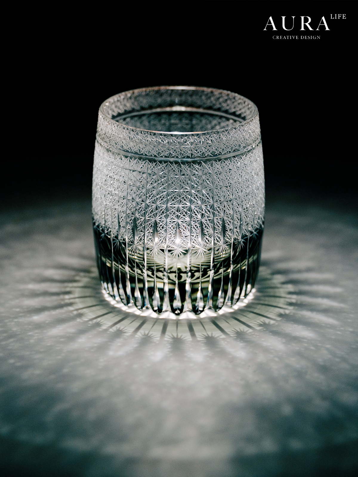 AURA'S Mamango Edo Kiriko Premium Crystal Cup, Whisky Glass, Hand-Carved Gift Cup