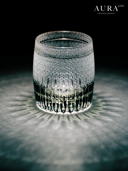 AURA'S Mamango Edo Kiriko Premium Crystal Cup, Whisky Glass, Hand-Carved Gift Cup