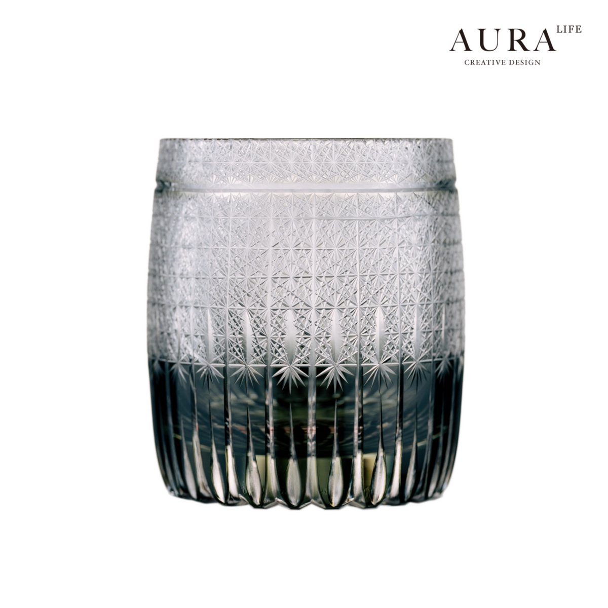 AURA'S Mamango Edo Kiriko Premium Crystal Cup, Whisky Glass, Hand-Carved Gift Cup