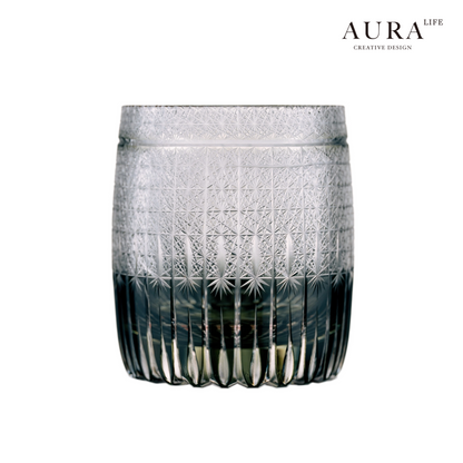 AURA'S Mamango Edo Kiriko Premium Crystal Cup, Whisky Glass, Hand-Carved Gift Cup