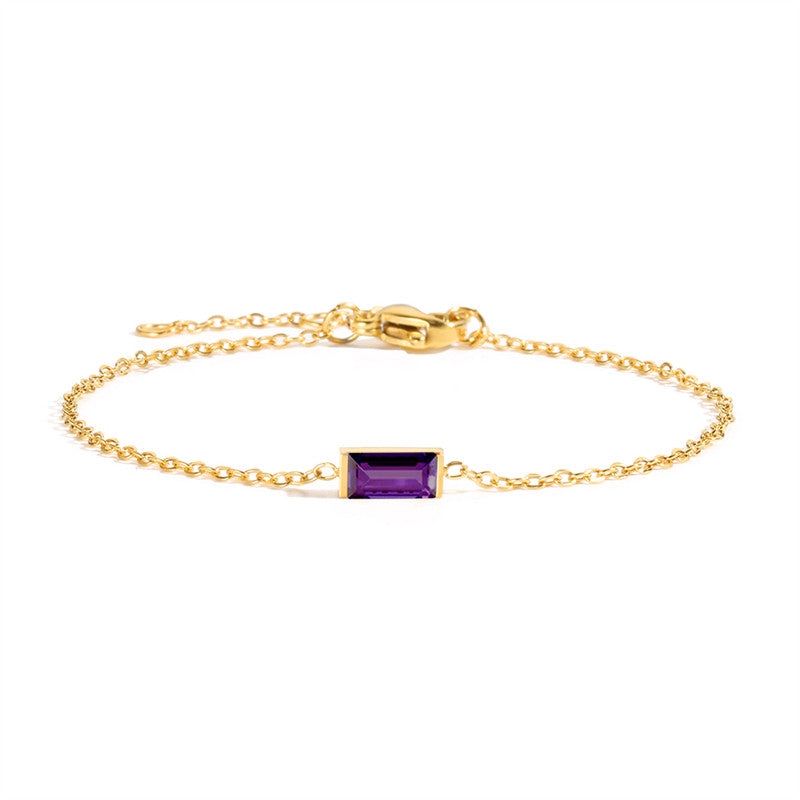 St.delan square titanium steel bracelet for women, new light luxury, niche, exquisite colorful crystal zircon bracelet