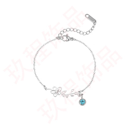 [Custom Piece] Stainless Steel December Birthday Flower Bracelet Pendant, Electroplated 18K Gold Month