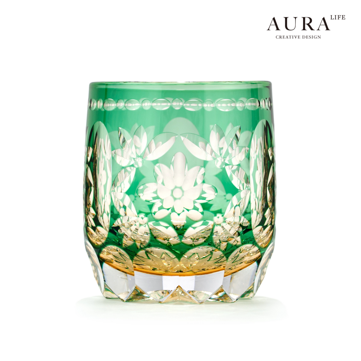 AURA'S Edo Kiriko Limited Edition Flower Handball Light Luxury Crystal Glass Whiskey Whiskey Glass Western Wine Glass Gift Gift