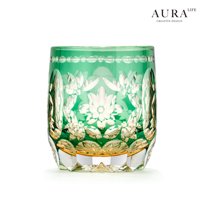 AURA'S Edo Kiriko Limited Edition Flower Handball Light Luxury Crystal Glass Whiskey Whiskey Glass Western Wine Glass Gift Gift