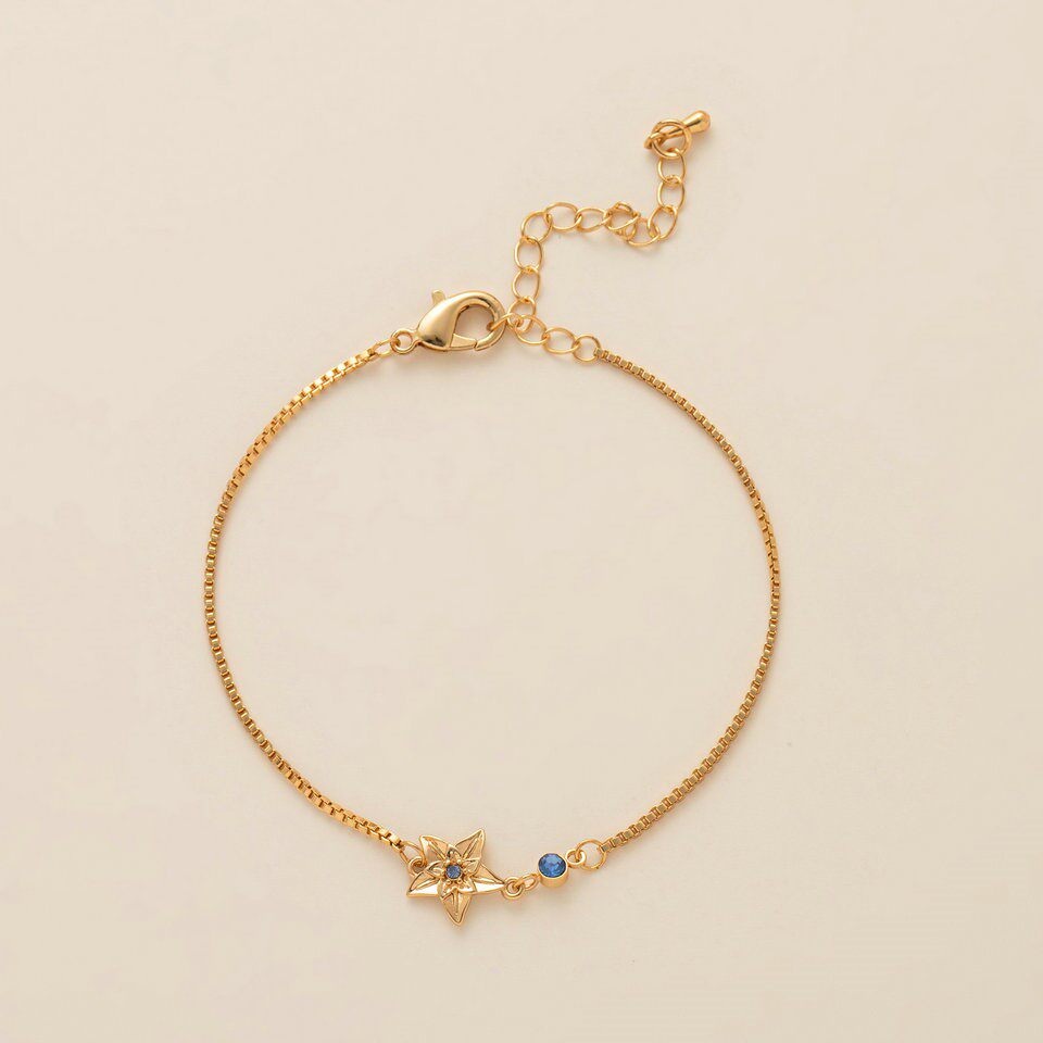December Flower Bracelet Zircon Birthstone Pendant Bracelet Women's Zodiac Peanut Day Birth Flower Color Preservation