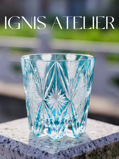 IGNIS Japanese Edo Kiriko Whisky Glass, Crystal Glass, Niche Vintage Whisky, Hand-Carved for Gifts