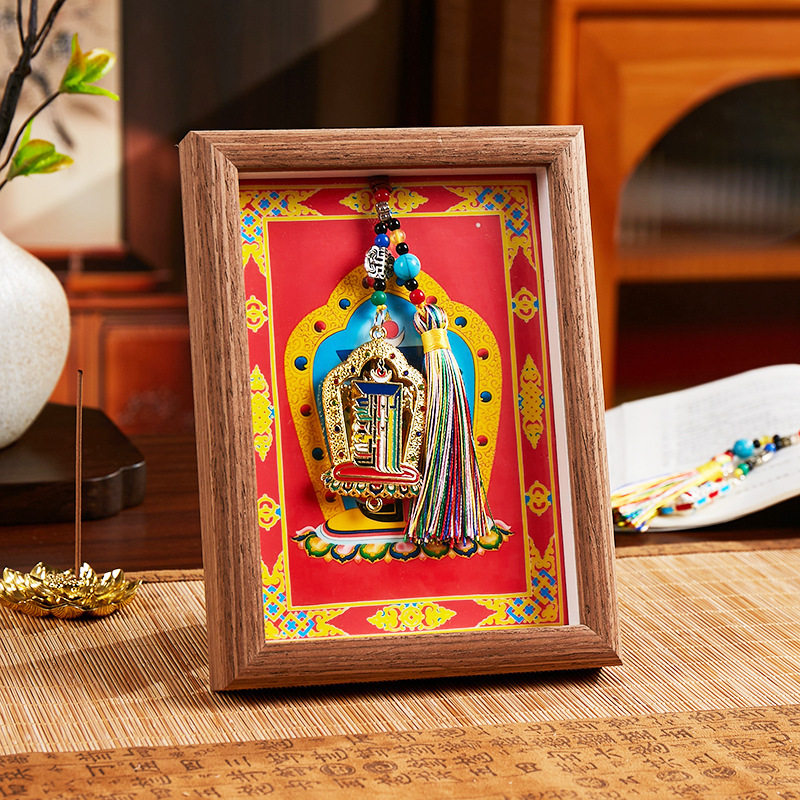 Tibetan-Inspired Framed Shrine Ornament