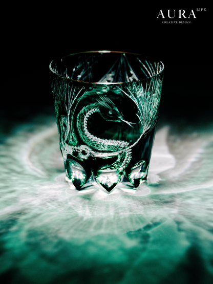 AURA'S Edo Kiriko Master High-end Hand-Carved Crystal Glass Whiskey Glass Year of the Snake Gift Cup