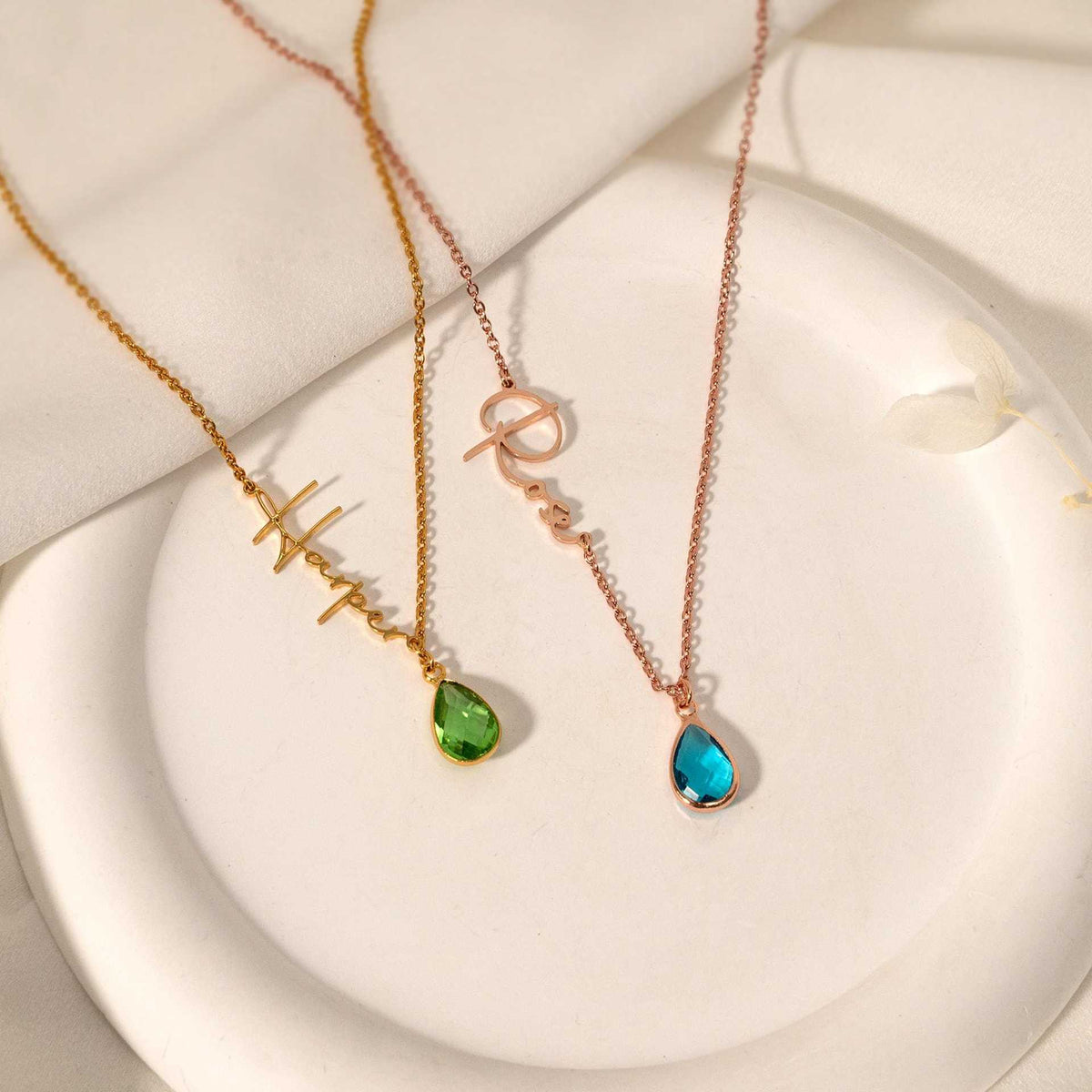 European and American zodiac zodiac birth stone necklace, personalized custom letter clavicle chain, cross-border INS style custom pendant