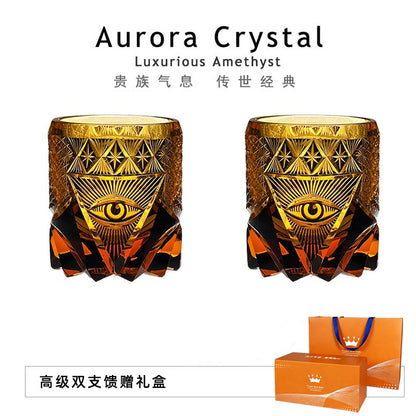 Aurora genuine God's Eye Edo Kiriko Western liquor glass, premium hand-carved crystal whisky glass