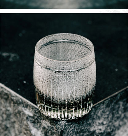 AURA'S Mamango Edo Kiriko Premium Crystal Cup, Whisky Glass, Hand-Carved Gift Cup