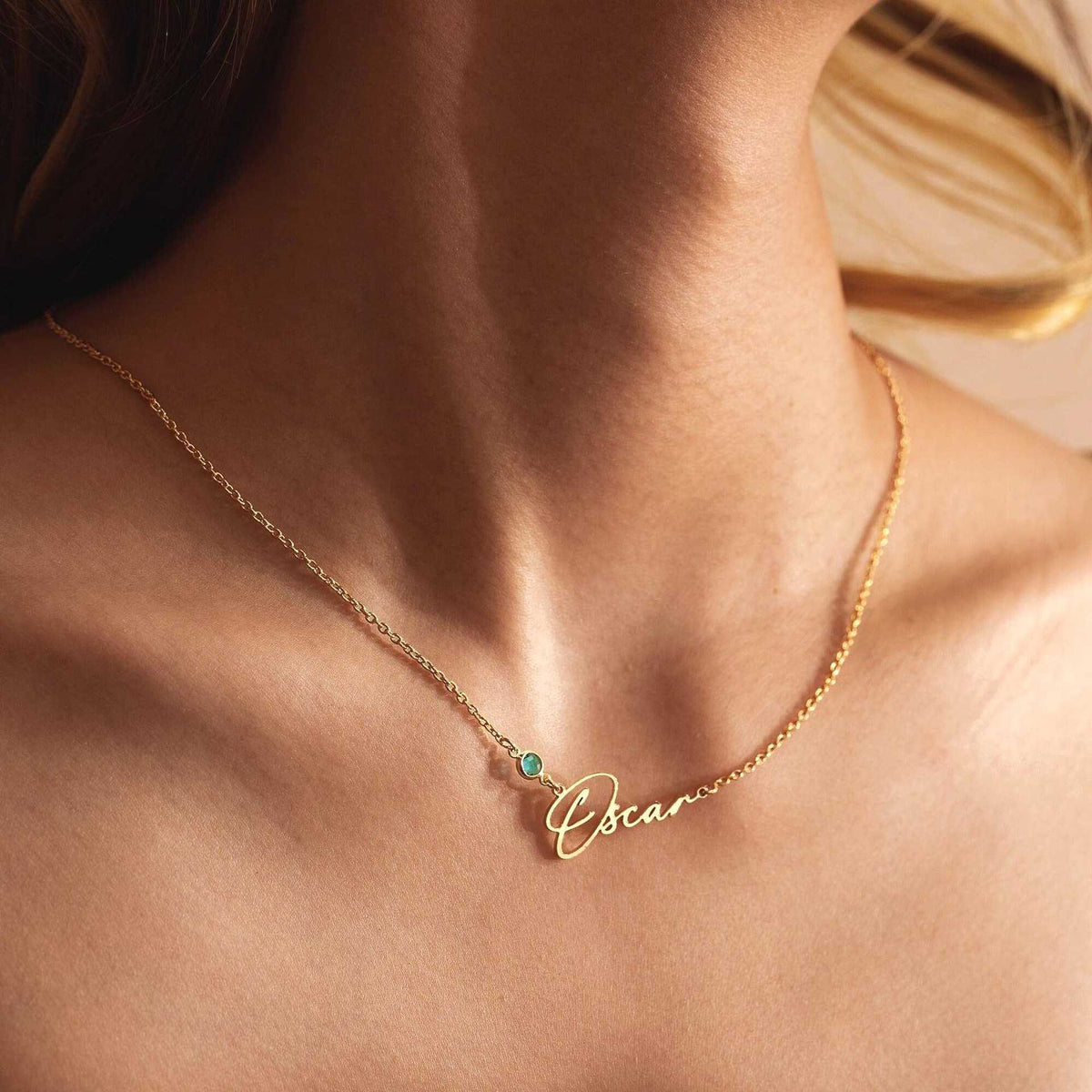 European and American zodiac zodiac birth stone necklace, personalized custom letter clavicle chain, cross-border INS style custom pendant
