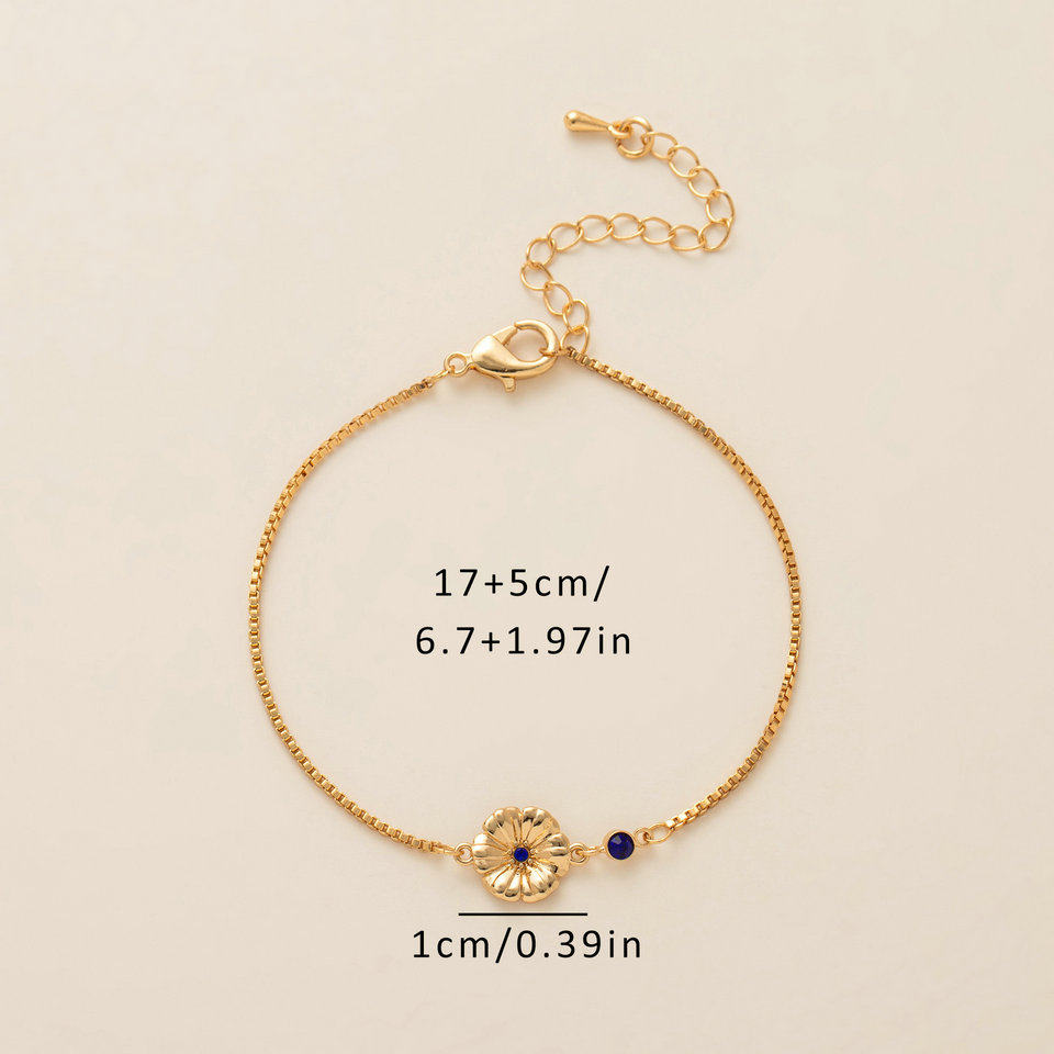 December Flower Bracelet Zircon Birthstone Pendant Bracelet Women's Zodiac Peanut Day Birth Flower Color Preservation