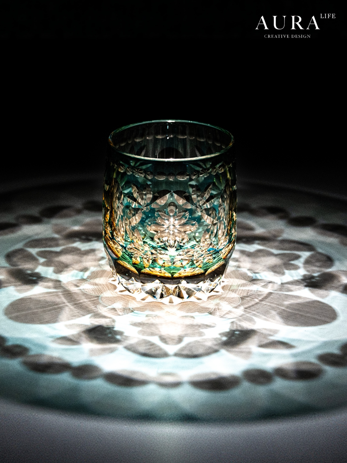 AURA'S Edo Kiriko Limited Edition Flower Handball Light Luxury Crystal Glass Whiskey Whiskey Glass Western Wine Glass Gift Gift