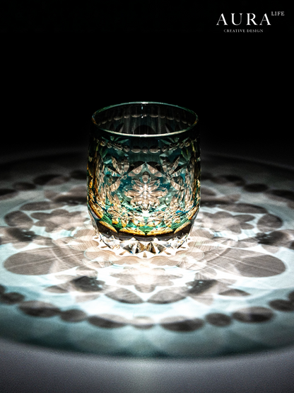 AURA'S Edo Kiriko Limited Edition Flower Handball Light Luxury Crystal Glass Whiskey Whiskey Glass Western Wine Glass Gift Gift