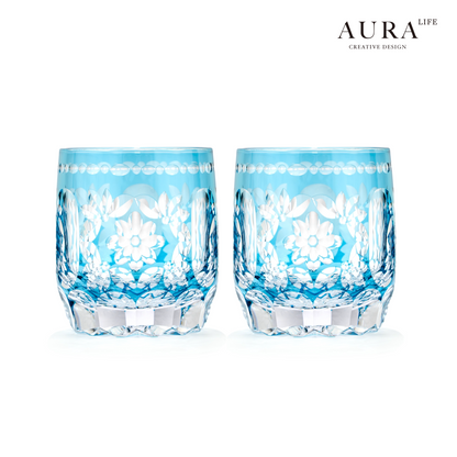 AURA'S Edo Kiriko Limited Edition Flower Handball Light Luxury Crystal Glass Whiskey Whiskey Glass Western Wine Glass Gift Gift