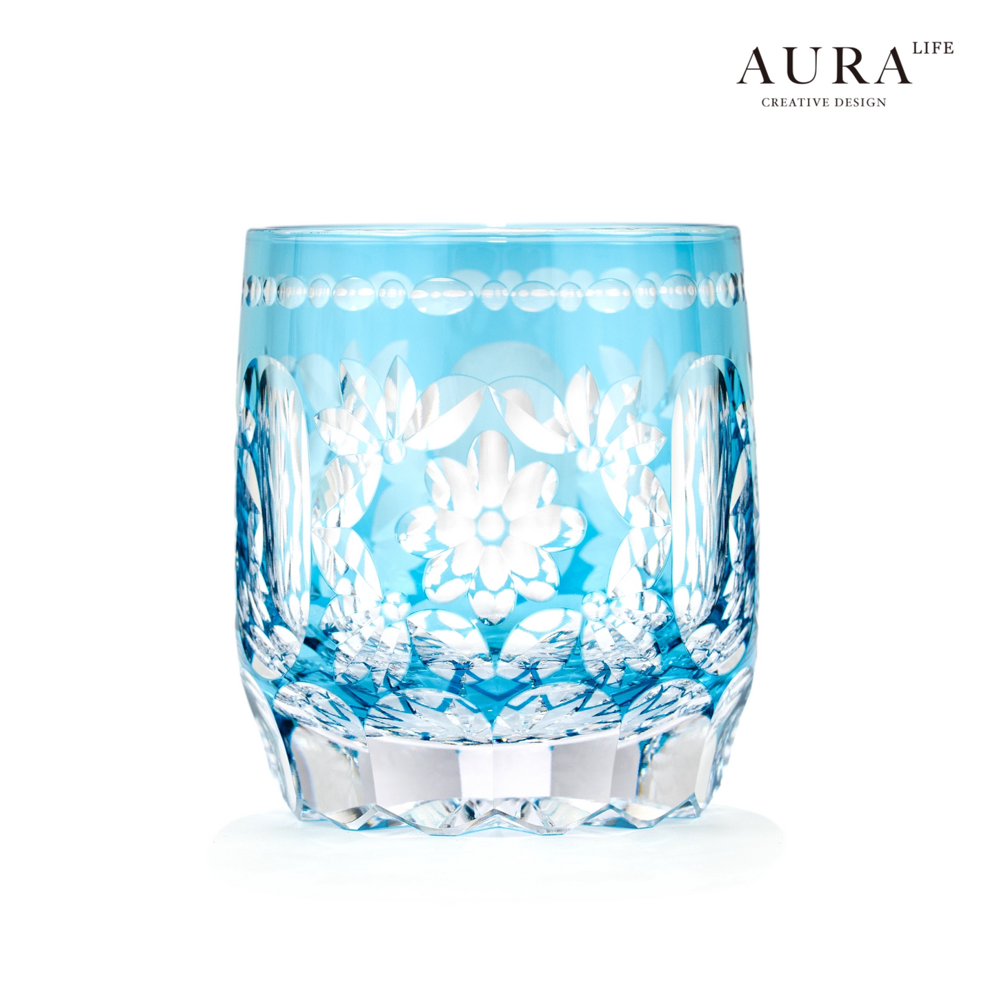 AURA'S Edo Kiriko Limited Edition Flower Handball Light Luxury Crystal Glass Whiskey Whiskey Glass Western Wine Glass Gift Gift