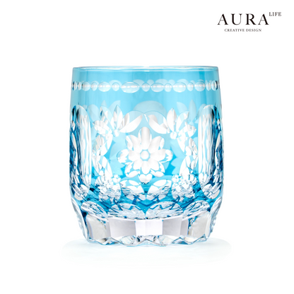 AURA'S Edo Kiriko Limited Edition Flower Handball Light Luxury Crystal Glass Whiskey Whiskey Glass Western Wine Glass Gift Gift