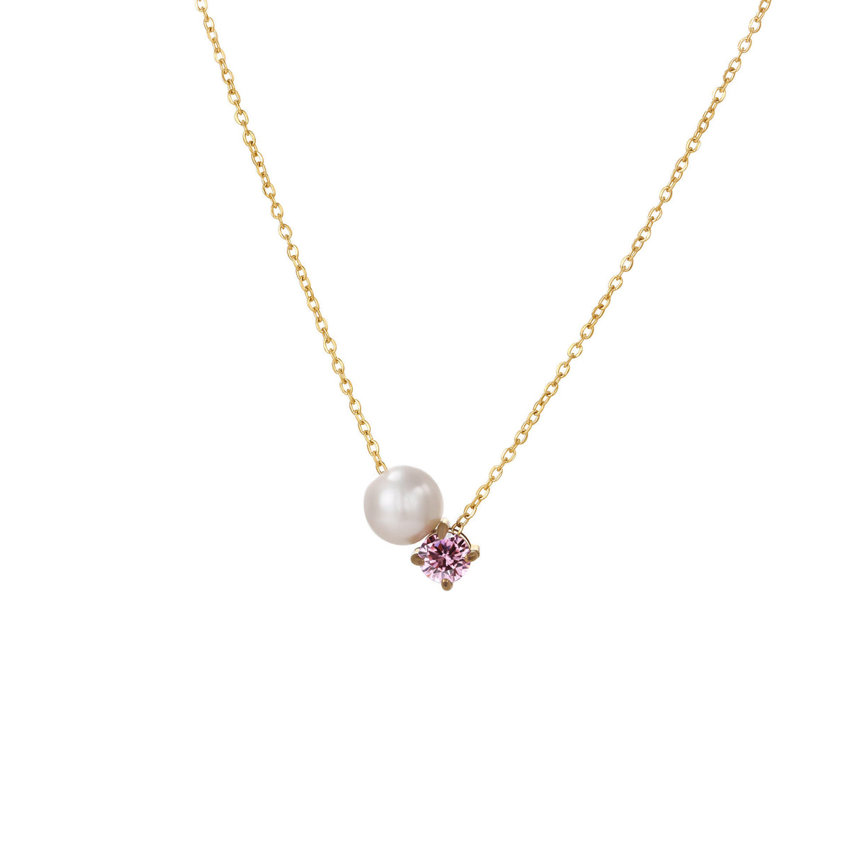 DPM 'Birthstone Series' European and American Versatile Necklace, Clavicle Chain, Single Pearl Zircon Pendant Necklace