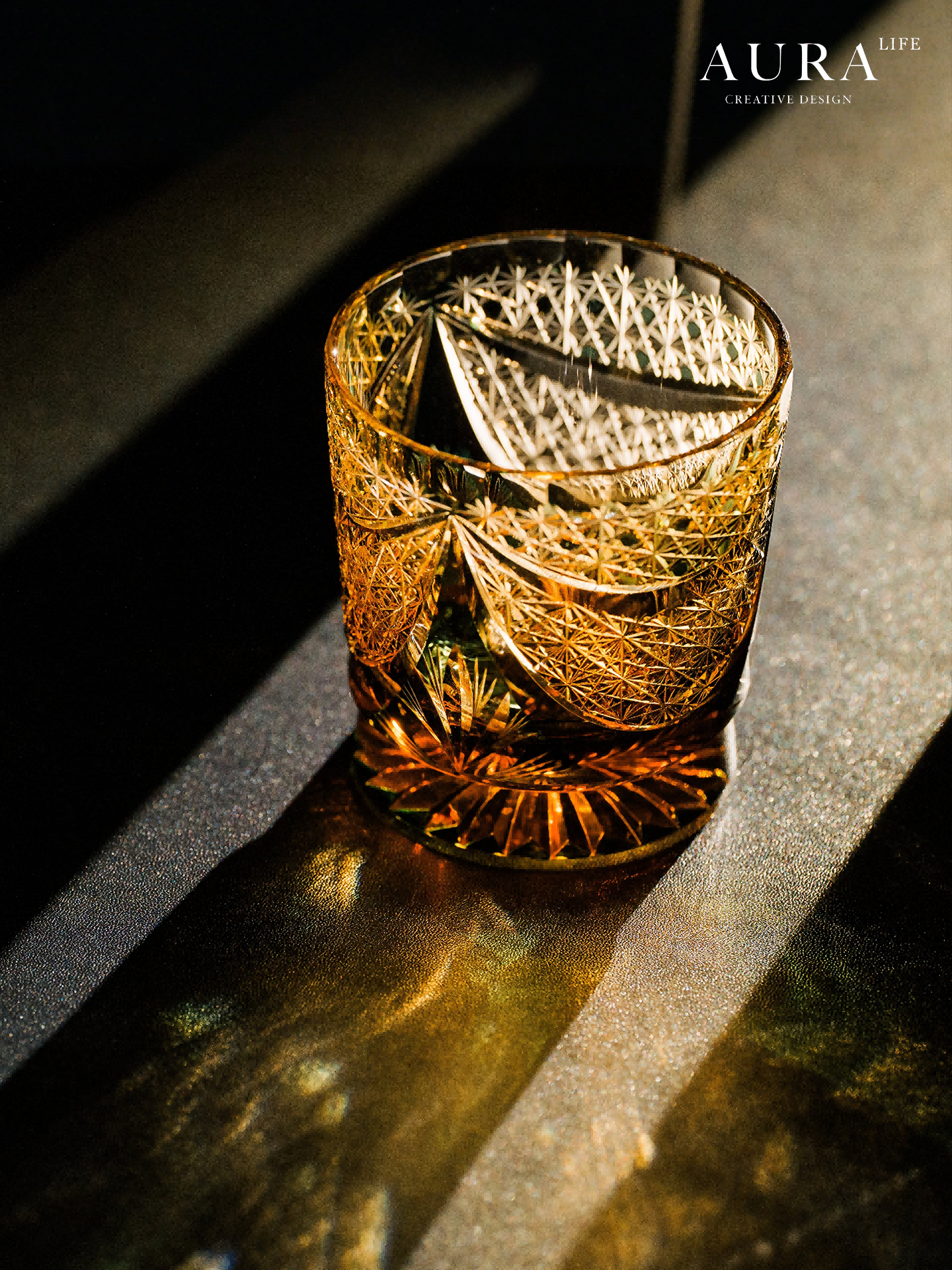AURA'S Master Collection Edo Kiriko Brilliant Galaxy Crystal Glass Whiskey Glass Gift Cup