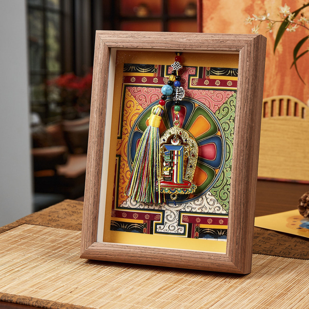 Tibetan-Inspired Framed Shrine Ornament
