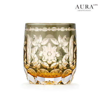AURA'S Edo Kiriko Limited Edition Flower Handball Light Luxury Crystal Glass Whiskey Whiskey Glass Western Wine Glass Gift Gift