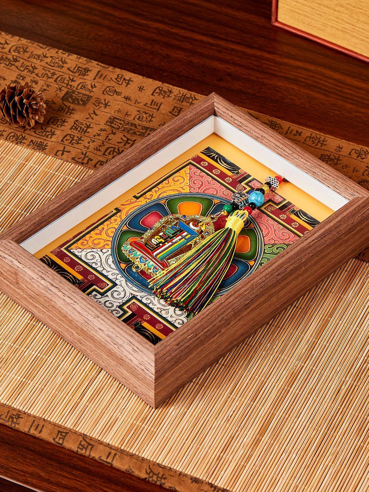 Tibetan-Inspired Framed Shrine Ornament