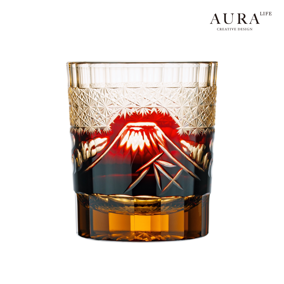 AURA'S Mt. Fuji Edo Kiriko hand-carved glass wine glasses premium whisky wine glasses gift box