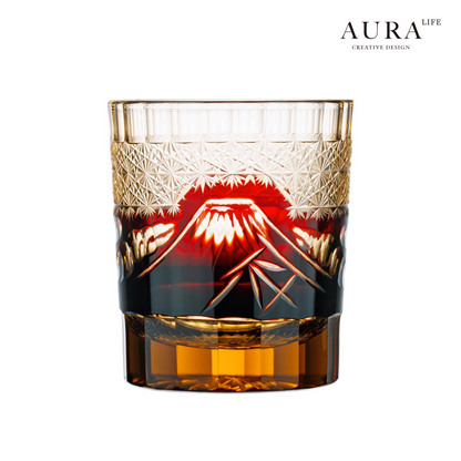 AURA'S Mt. Fuji Edo Kiriko hand-carved glass wine glasses premium whisky wine glasses gift box