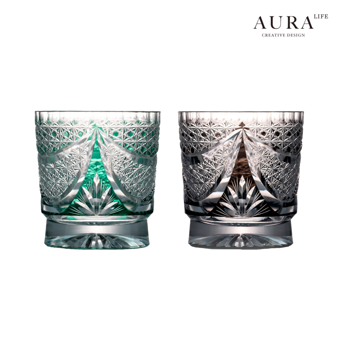 AURA'S Master Collection Edo Kiriko Brilliant Galaxy Crystal Glass Whiskey Glass Gift Cup