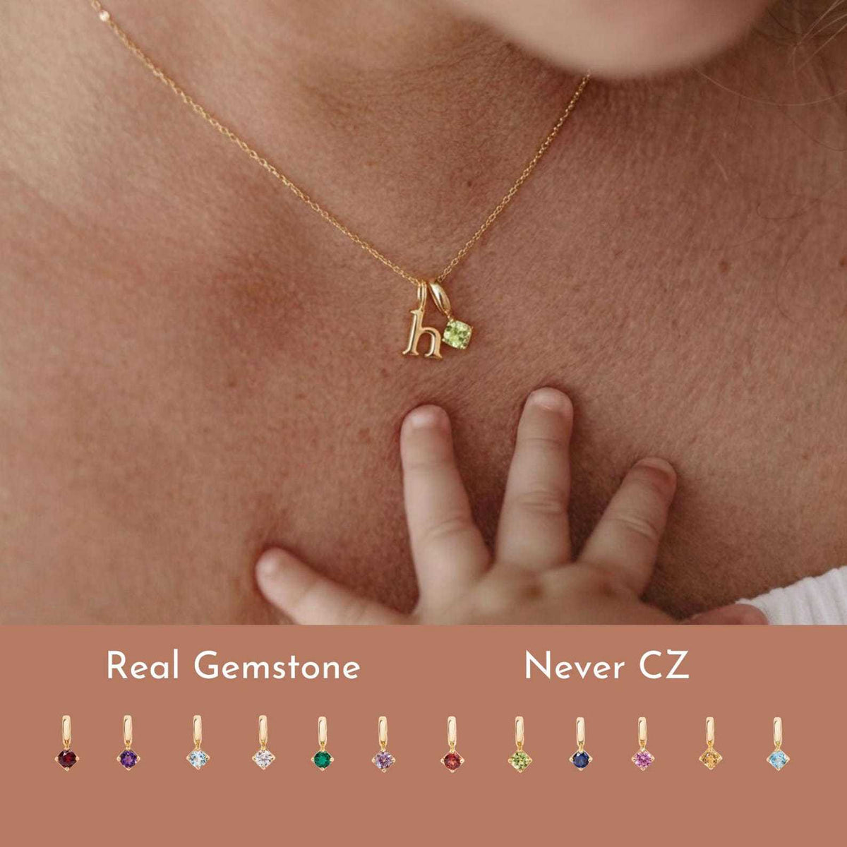 European and American zodiac zodiac birth stone necklace, personalized custom letter clavicle chain, cross-border INS style custom pendant