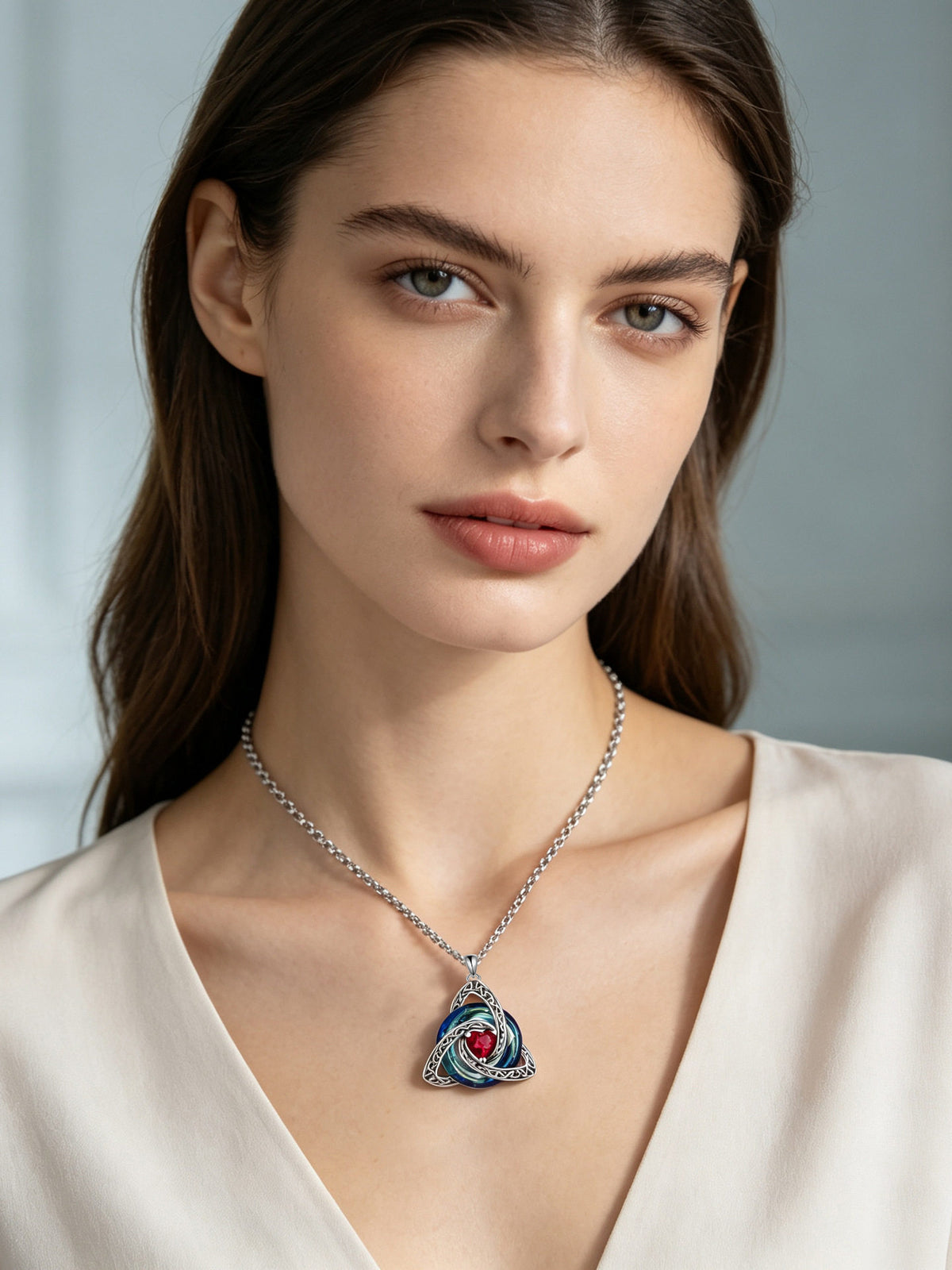Cross-border bestseller 12 birthstone Celtic knot necklace, light luxury high-end birthstone pendant, Amazon collarbone chain