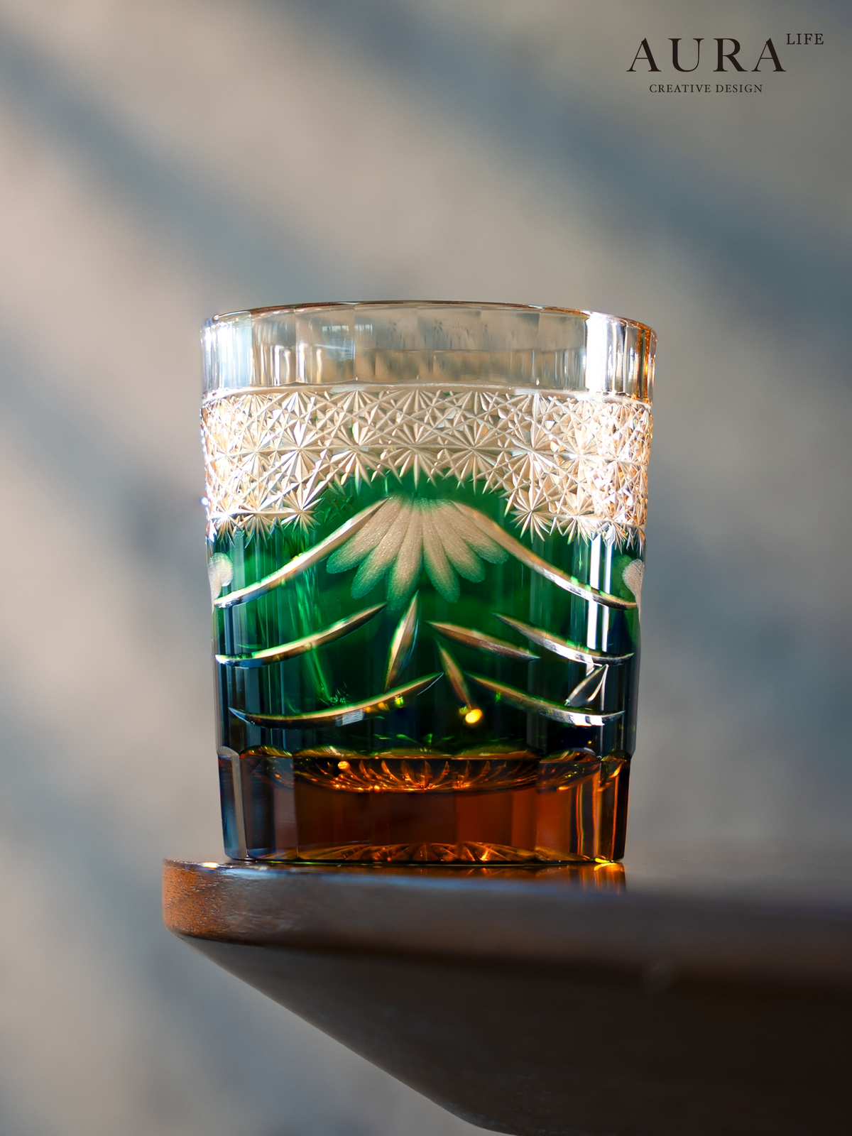 AURA'S Mt. Fuji Edo Kiriko hand-carved glass wine glasses premium whisky wine glasses gift box