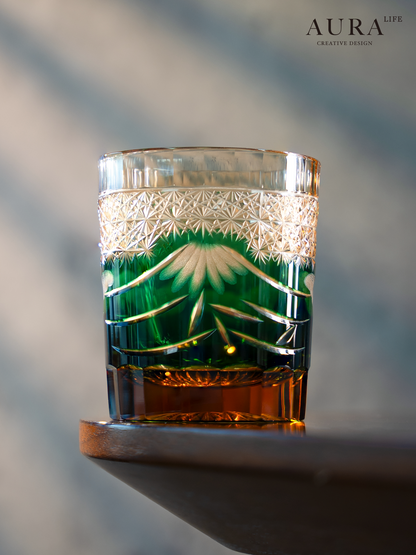 AURA'S Mt. Fuji Edo Kiriko hand-carved glass wine glasses premium whisky wine glasses gift box