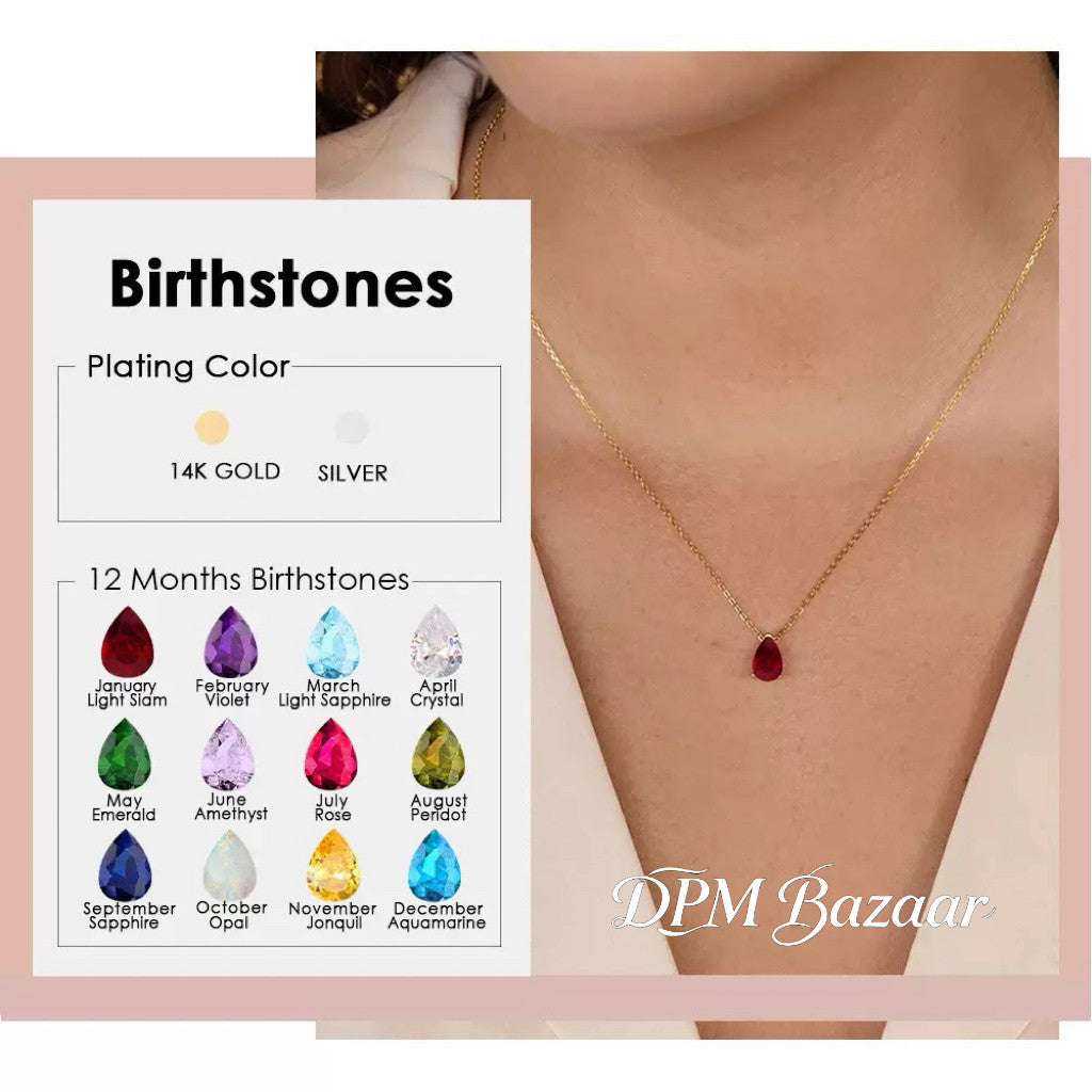 DPM "Birthstone" December Birthday Necklace Water Drop Zircon December Birthstone Birthstone Couple Necklace