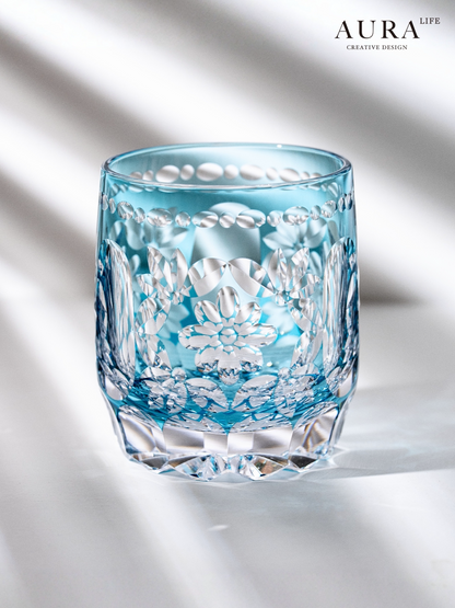 AURA'S Edo Kiriko Limited Edition Flower Handball Light Luxury Crystal Glass Whiskey Whiskey Glass Western Wine Glass Gift Gift