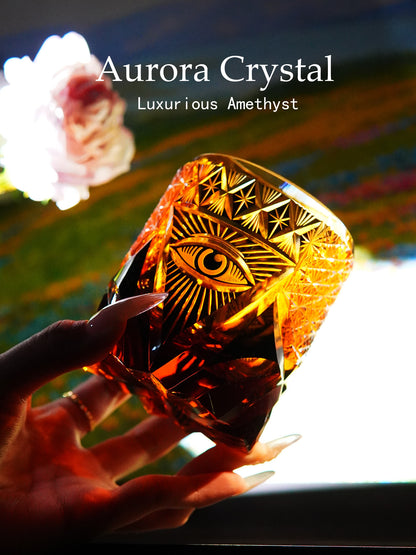 Aurora genuine God's Eye Edo Kiriko Western liquor glass, premium hand-carved crystal whisky glass