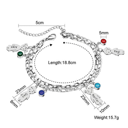 Independent station new stainless steel double-layer bracelet women's niche birthstone DIY lettering doll bracelet jewelry gift