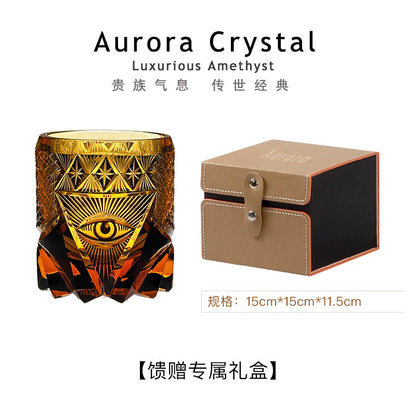 Aurora genuine God's Eye Edo Kiriko Western liquor glass, premium hand-carved crystal whisky glass