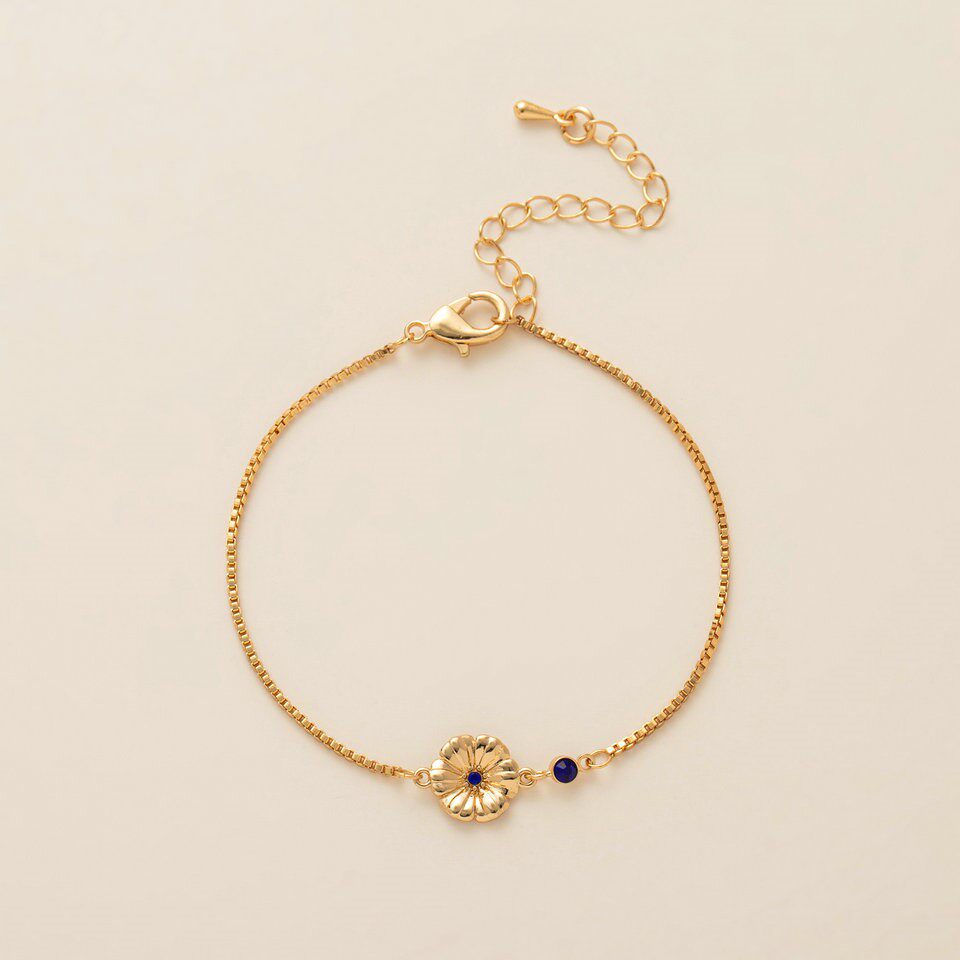 December Flower Bracelet Zircon Birthstone Pendant Bracelet Women's Zodiac Peanut Day Birth Flower Color Preservation