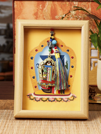 Tibetan-Inspired Framed Shrine Ornament