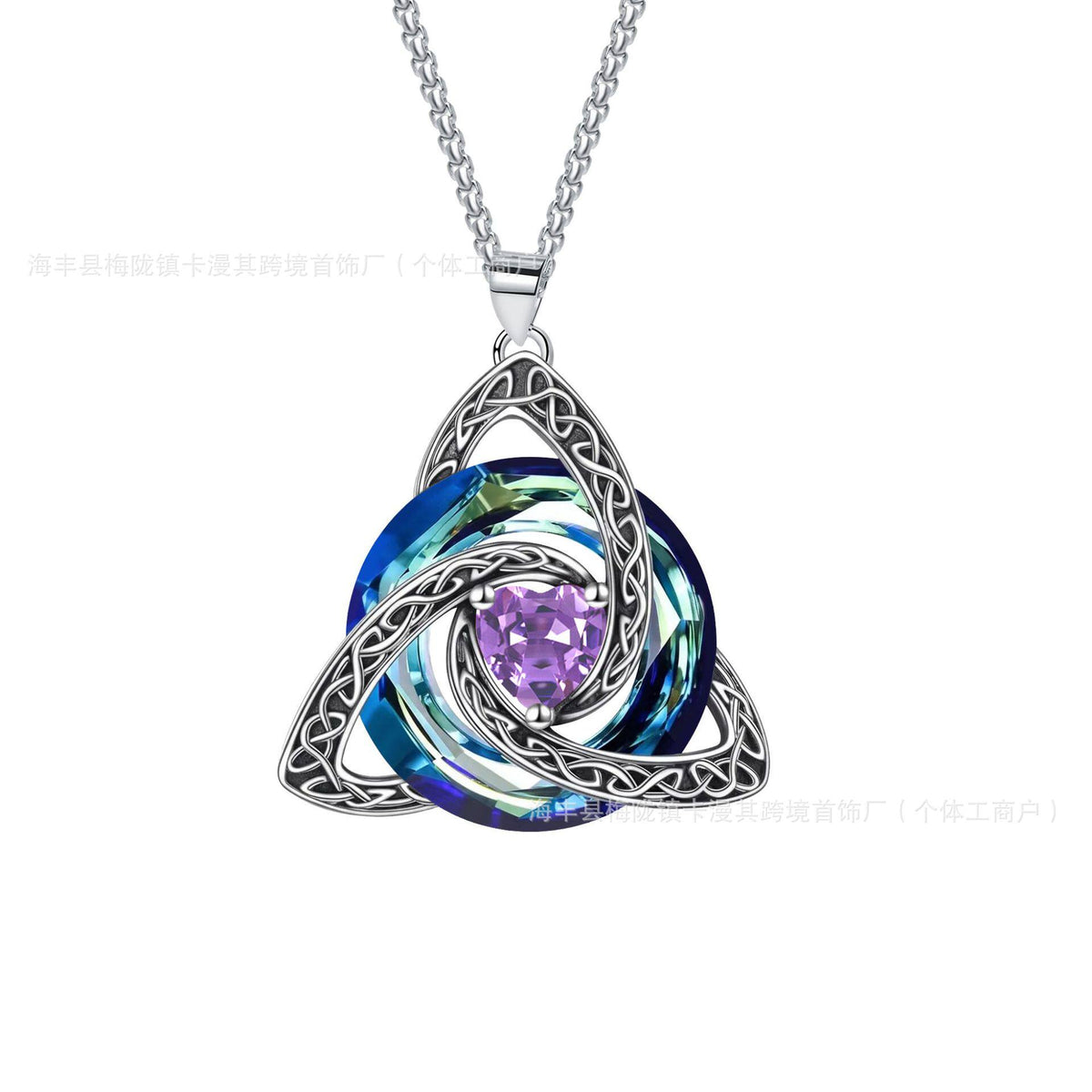 Cross-border bestseller 12 birthstone Celtic knot necklace, light luxury high-end birthstone pendant, Amazon collarbone chain